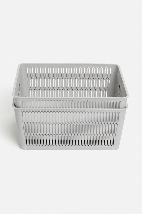 Meshy storage basket set of 2 - grey