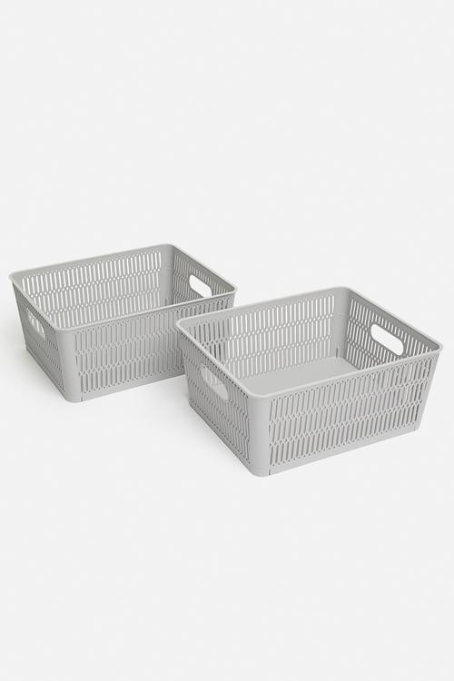Meshy storage basket set of 2 - grey