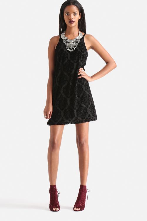 Lace Romantic Flocking Lace Slip Dress