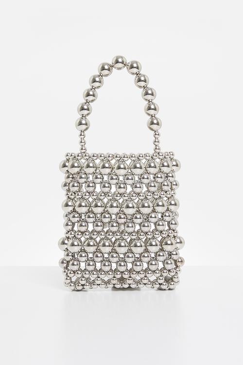 Paige beaded crossbody bag - silver