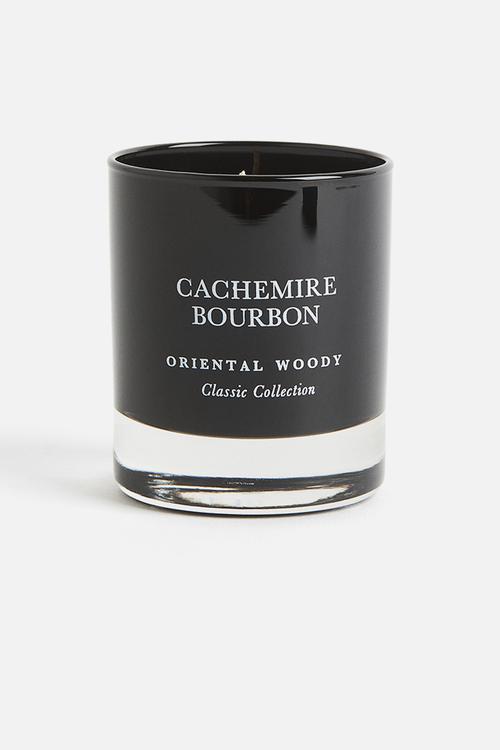 Scented candle in glass holder - black