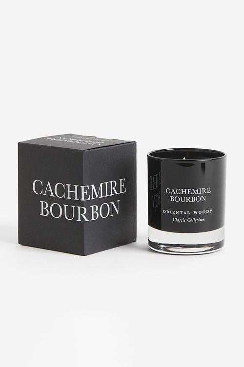 Scented candle in glass holder - black