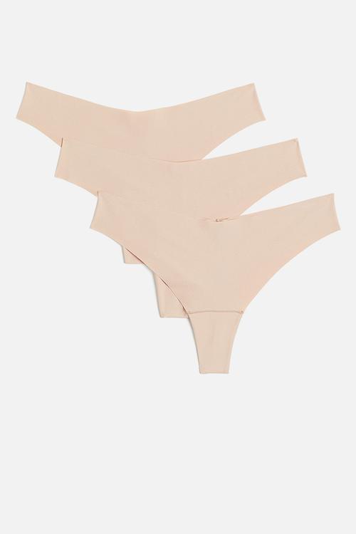 3 Pack invisible brazilian briefs - beige