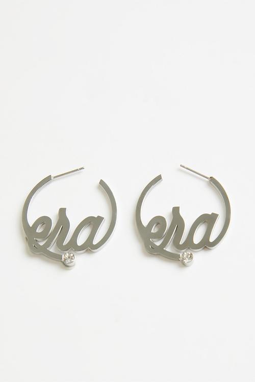 Era Logo Mini Hoops - Silver
