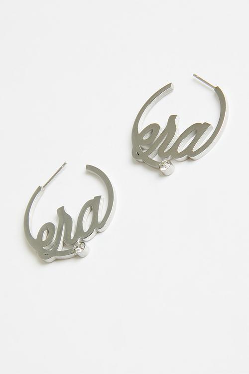 Era Logo Mini Hoops - Silver