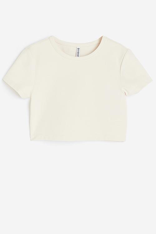 Cropped jersey top - white