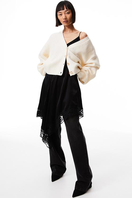 Rib-knit cardigan - cream