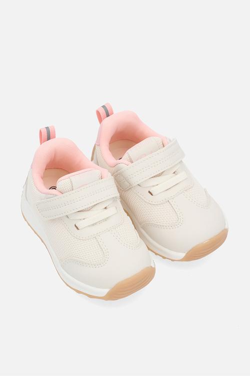 Lace & adjustable fastener strap sneakers - pink/white