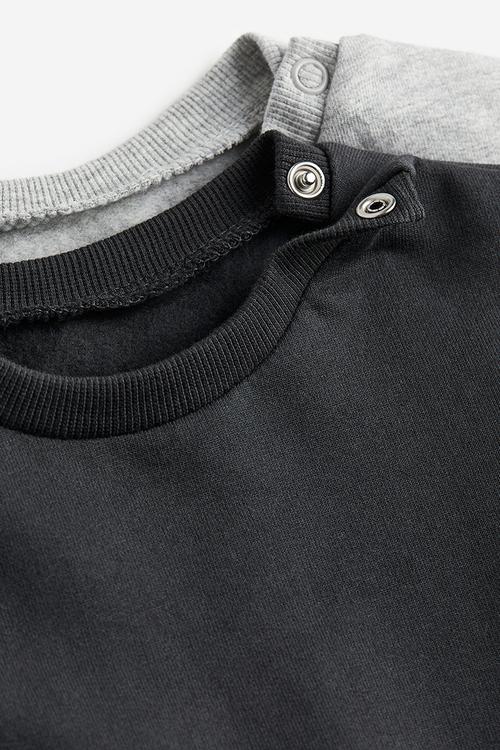 2-Pack cotton sweatshirts - black & light grey marl