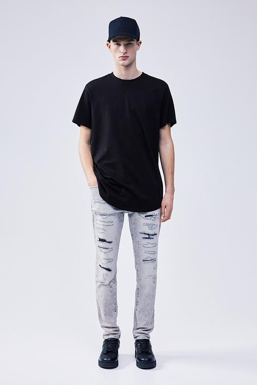 Long regular fit t-shirt - black