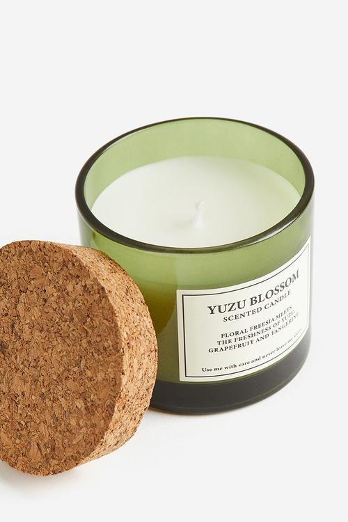 Cork-lid scented candle - green