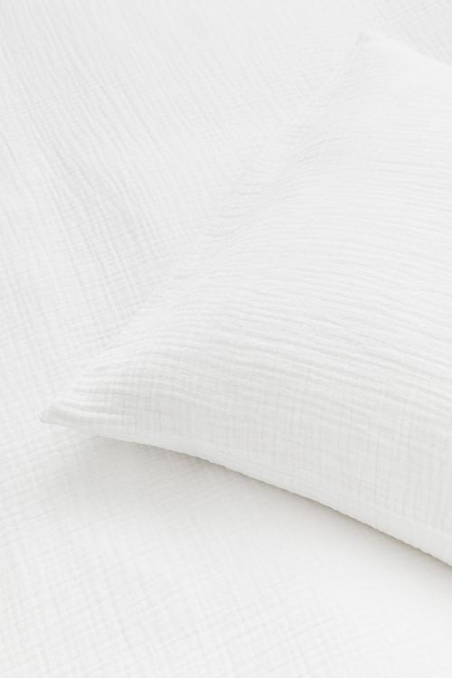 Muslin double/king duvet cover set - white