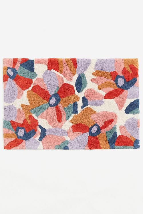 Patterned cotton bath mat - pink patterned 