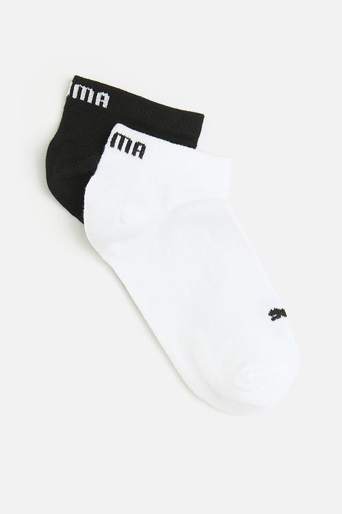 Kids unisex 2 pack low cat sock - white/black