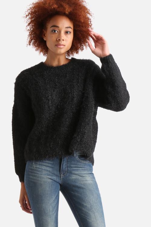 Ribbed Knitted Split Back Jumper