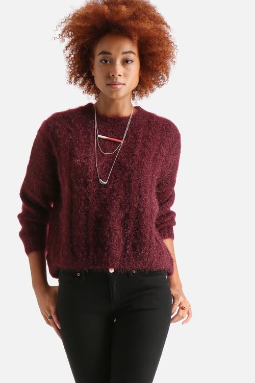 Ribbed Knitted Split Back Jumper