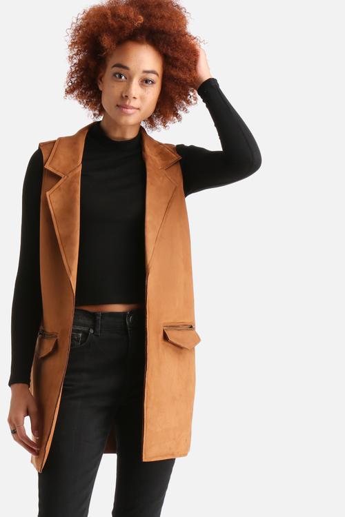 Sleeveless Faux Suede Jacket
