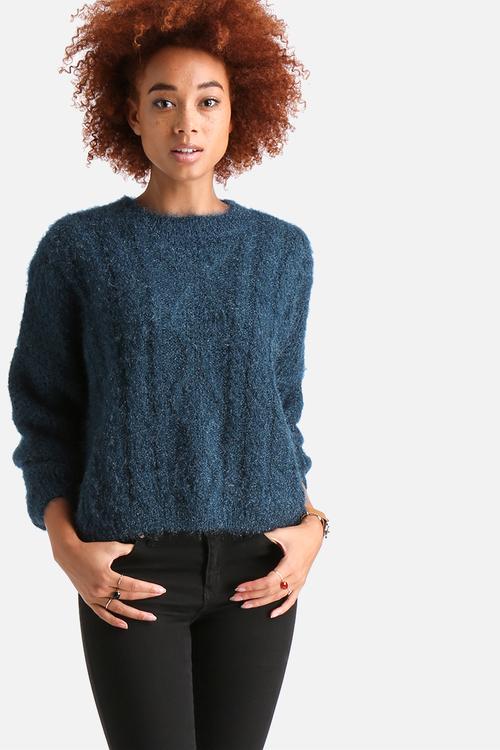 Ribbed Knitted Split Back Jumper
