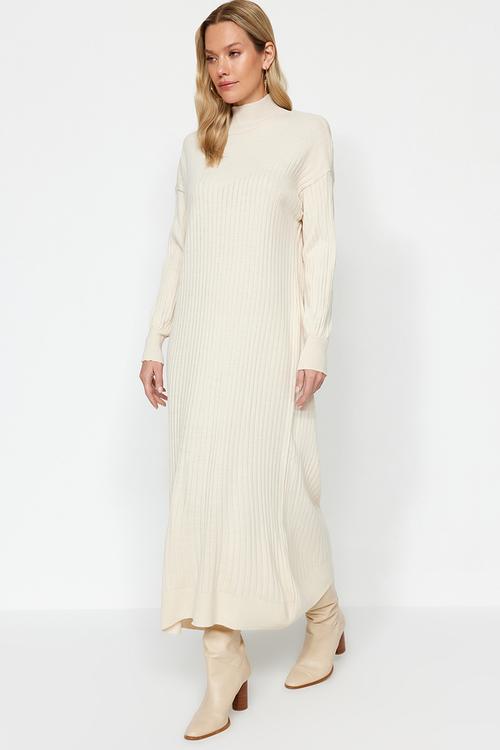 Standing  Sweater Dress - Stone