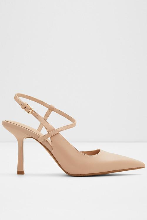 Brunette leather court heel - bone