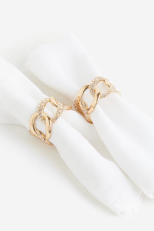 2-pack metal napkin rings - gold