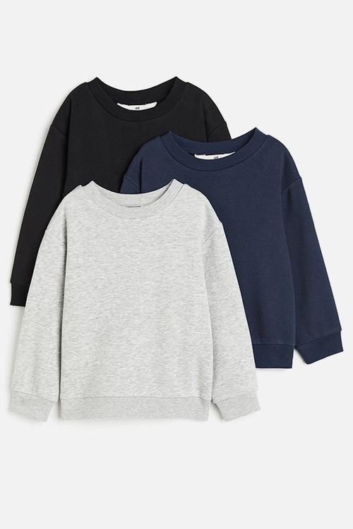 3 Pack sweatshirts - grey marl & navy blue