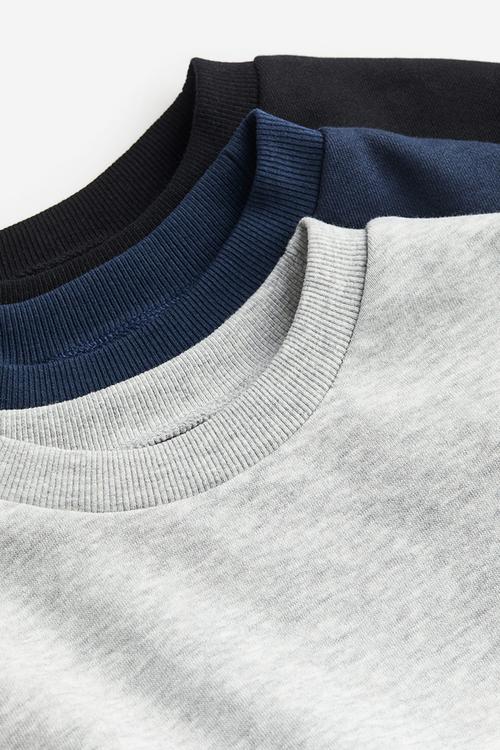 3 Pack sweatshirts - grey marl & navy blue