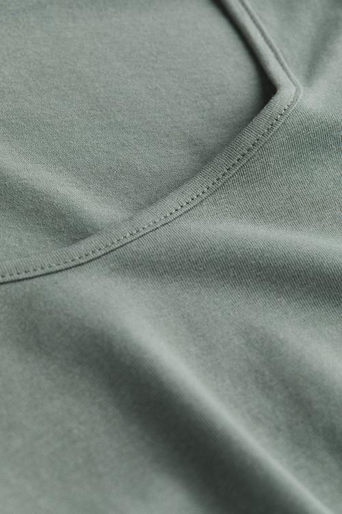 Long-sleeved jersey top - khaki green