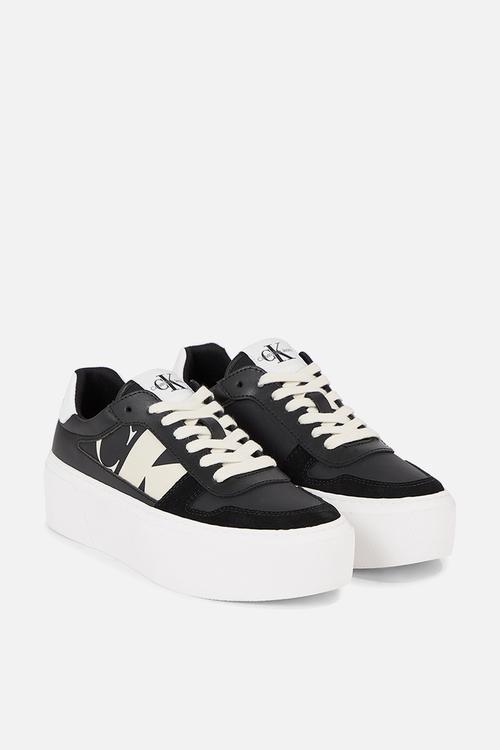 Cupsole flatform laceup lth mix - Black/Bright White/Creamy White