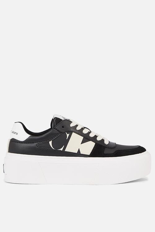 Cupsole flatform laceup lth mix - Black/Bright White/Creamy White