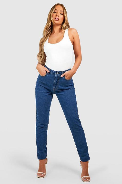 Basics high waisted mom jeans - washed indigo