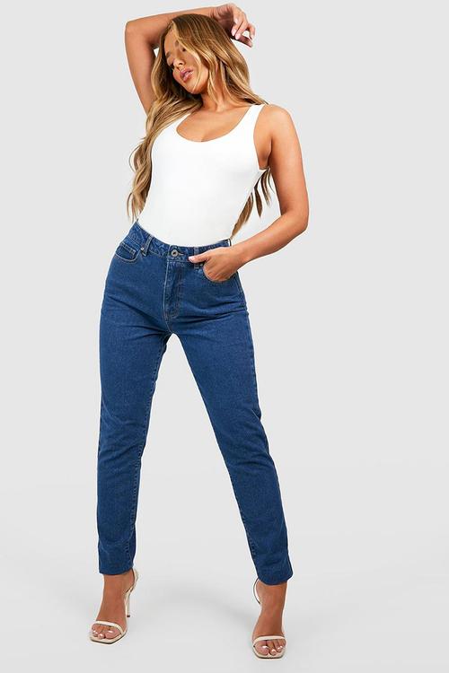 Basics high waisted mom jeans - washed indigo