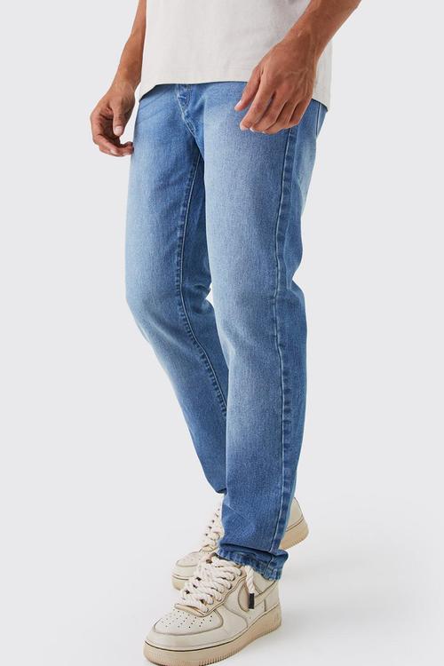Straight rigid jean - mid blue