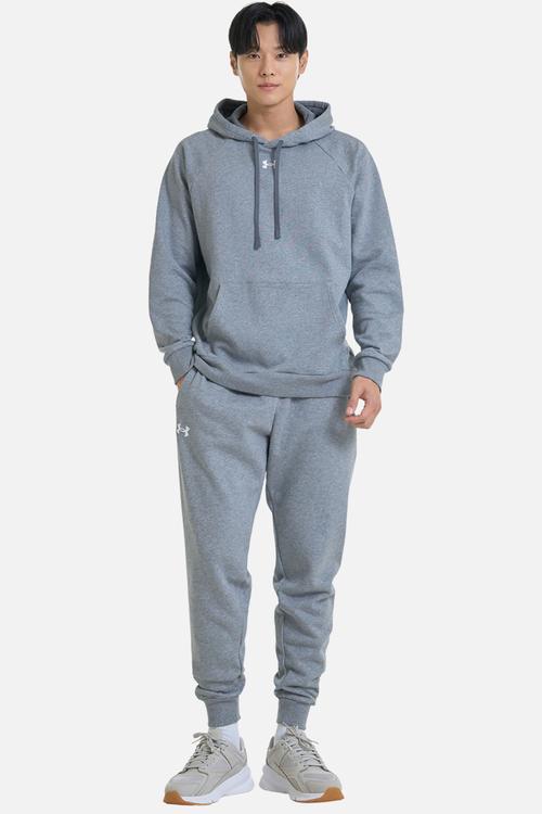 Ua rival fleece joggers - castlerock light heather/white