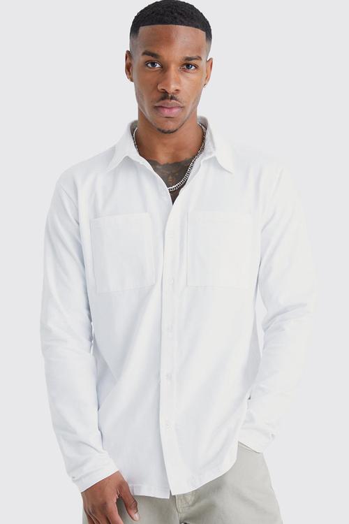 Long sleeve jersey shirt - white