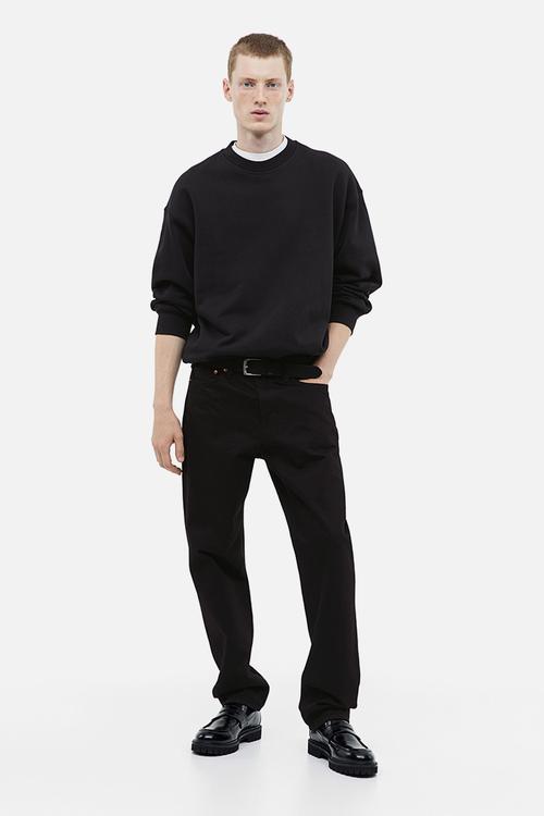 Oversized fit cotton sweatshirt - black