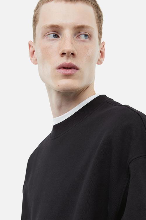 Oversized fit cotton sweatshirt - black
