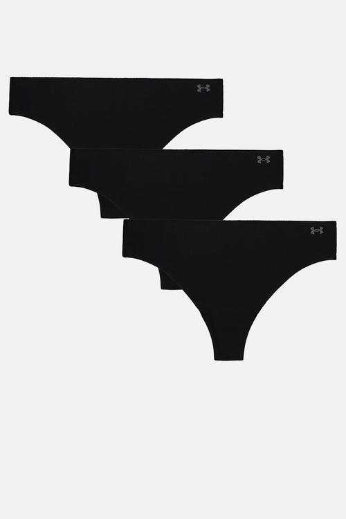 Ua Pure Stretch No Show Thong Solid 3 Pack - Black