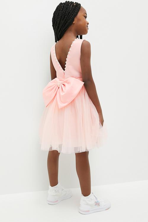 Bow detail occasion dress - pink