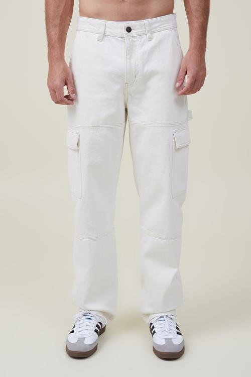 Baggy jean - panel cargo ecru