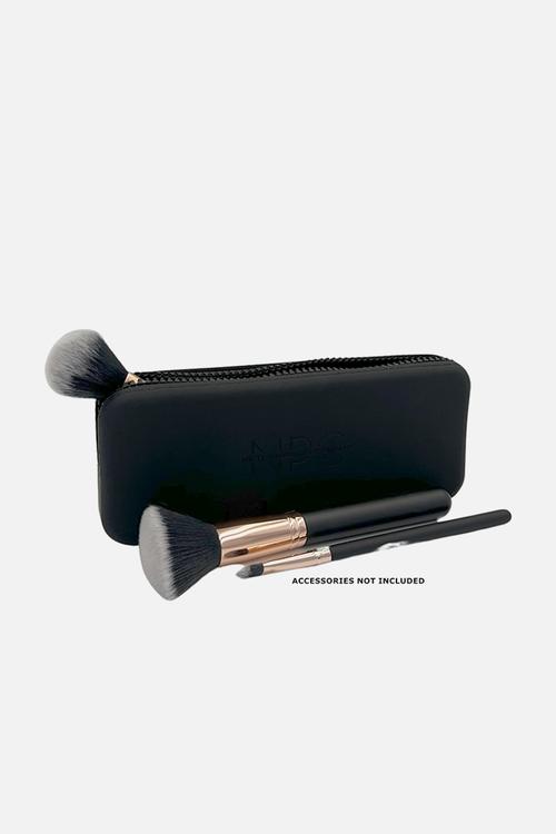 Washable silicone cosmetic brush pouch - black