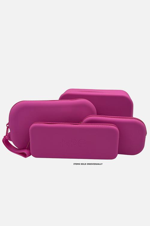 Washable silicone cosmetic brush pouch - pink
