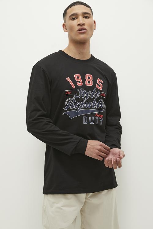 Long sleeve logo print tee - black