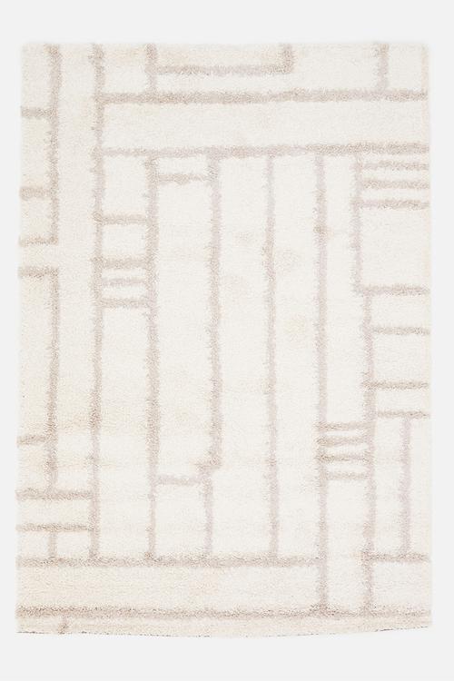 Shaggy Rug Staggered Lines  - Natural