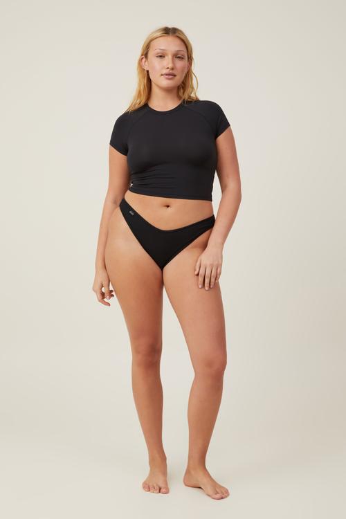 Organic Cotton Rib Bikini Brief - Black