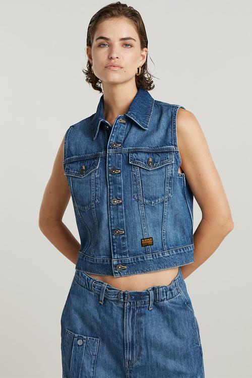 Shrunken vest wmn - faded cliffside blue