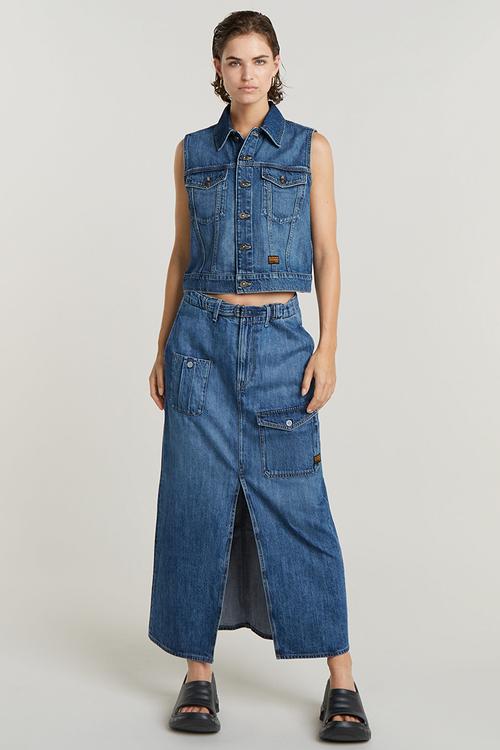 Shrunken vest wmn - faded cliffside blue
