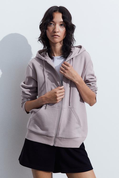 Zip-through hoodie - light greige