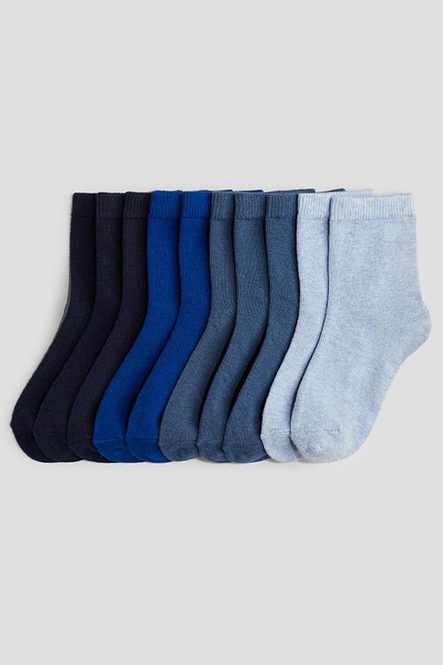 10 pack socks - bright blue & pigeon blue