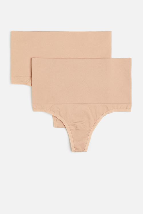 2-Pack medium shape thong briefs -  light beige